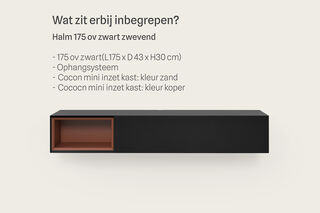 Tv-meubel, RAAT, Halm 175 OV, zwart, met 2 cocons